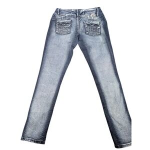 gogo star jeans denim trousers womens skinny cotton blue 15 stretch acid wash